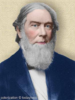 Photo of Alexander Dallas Bache - head and shoulders - colorization © todayinsci.com - BacheAlexander300px