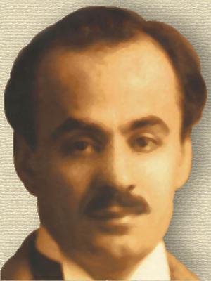 Oil painting of Khalil Gibran, head, profile - GibranKhalil300px
