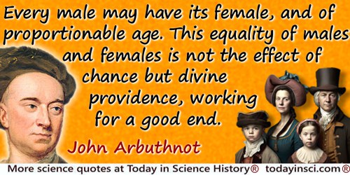 John Arbuthnot quote: every male may have its female, and of proportionable age