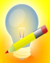 Thumbnail icon for invention showing lightbulb and pencil