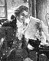 Detail from print showing 18th century man reading papers