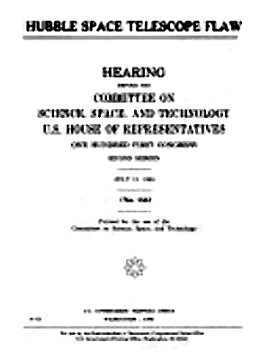 Cover of Congressional Record for Hubble Flaw committee hearing
