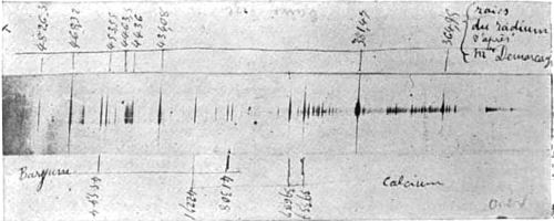 Spectrum of Radium obtained by M. Demarcay