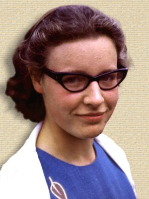 Photo Susan Jocelyn Bell (Burnell) head&shoulders facing slightly right. Graduation Day 15 Jun 1967.