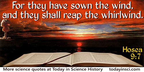 Bible quote: For they have sown the wind, and they shall reap the whirlwind.