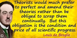 Louis-Victor de Broglie quote: Thus with every advance in our scientific knowledge new elements come up, often forcing us to rec