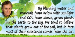 Fritjof Capra quote: By blending water and minerals from below with sunlight and CO2 from above, green plants link the earth to 