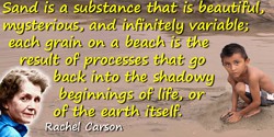 Rachel Carson quote: Sand is a substance that is beautiful, mysterious, and infinitely variable; each grain on a beach is the re