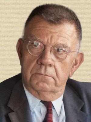 Edward U. Condon, head&shoulders, facing front. Original b/w colorized with help of palette.fm