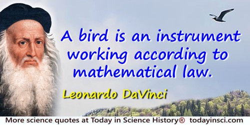 Leonardo da Vinci quote: A bird is an instrument working according to mathematical law, which instrument it is within the capaci