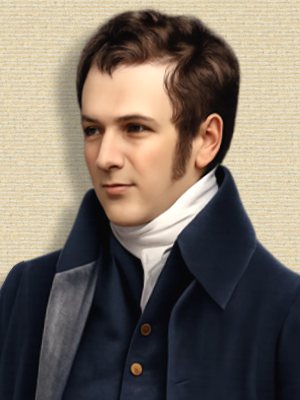 Humphry Davy, head&shoulders, facing left. Original b/w engraving colorized by sora A.I. (251217)