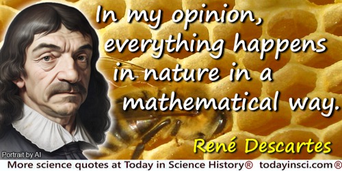 René Descartes quote: In my opinion, everything happens in nature in a mathematical way.