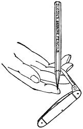 Pencil trick diagram - pencil balanced on fingertip