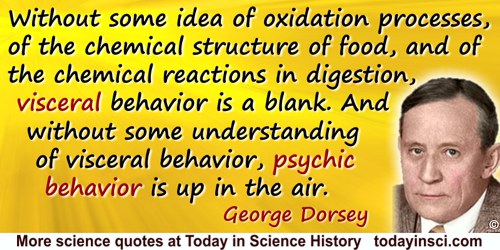 George A. Dorsey quote: Without some idea of oxidation processes, of the chemical structure of food, and of the chemical reactio