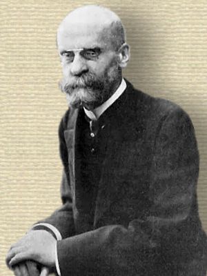 Photo of Emile Durkheim, seated, upper body, facing forward