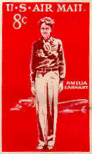 U.S. 8-cent airmail stamp showing Amelia Earhart