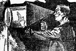 Sketch of Clarence Dally using Fluoroscope