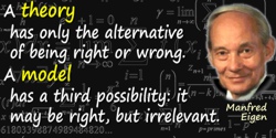 Manfred Eigen quote: A theory has only the alternative of being right or wrong. A model has a third possibility: it may be right