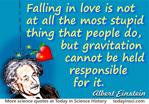 Albert Einstein quote Falling in love is not at all the most stupid thing
