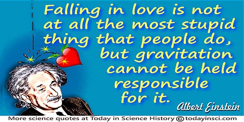 Albert Einstein quote Falling in love is not at all the most stupid thing