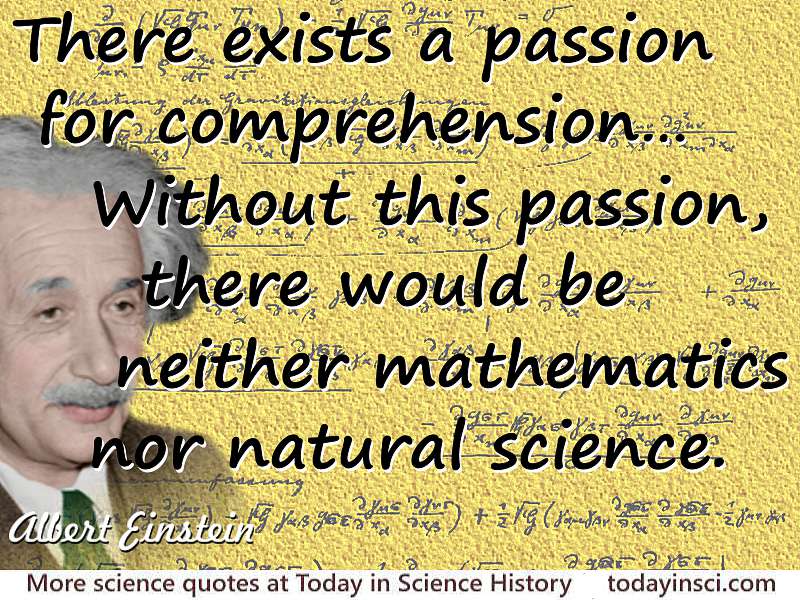 Albert Einstein quote There exists a passion for comprehension