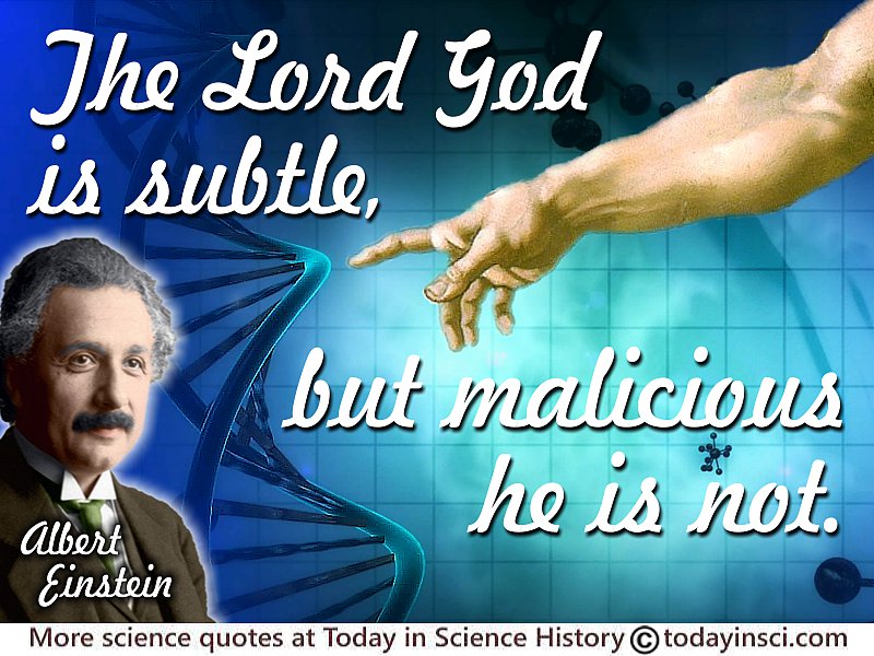 Albert Einstein quote The Lord God is subtle - Large image 800 x 600 px