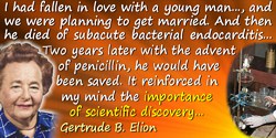 Gertrude B. Elion quote: It reinforced in my mind the importance of scientific discovery