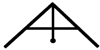 Drawing, rafter level, A-frame, two legs with a plumb line hanging from the apex against cross member