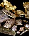 Thumbnail photo of a group of objects from the Staffordshire hoard.