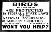 Sign - Birds in this area are protected by Federal and State Laws