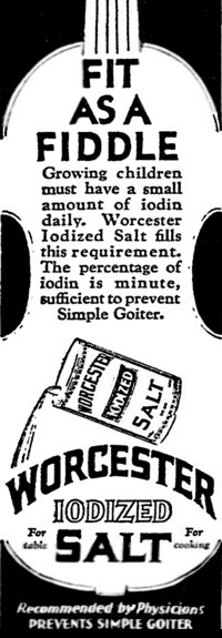 Newspaper advertisement for iodized salt (Nov 1929).