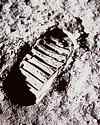 Photo of footprint in the lunar surface from the first moon landing