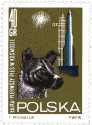 Polish postage stamp showing Laika (1964)