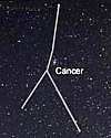 Night sky showing Cancer, with three lines joining the major stars