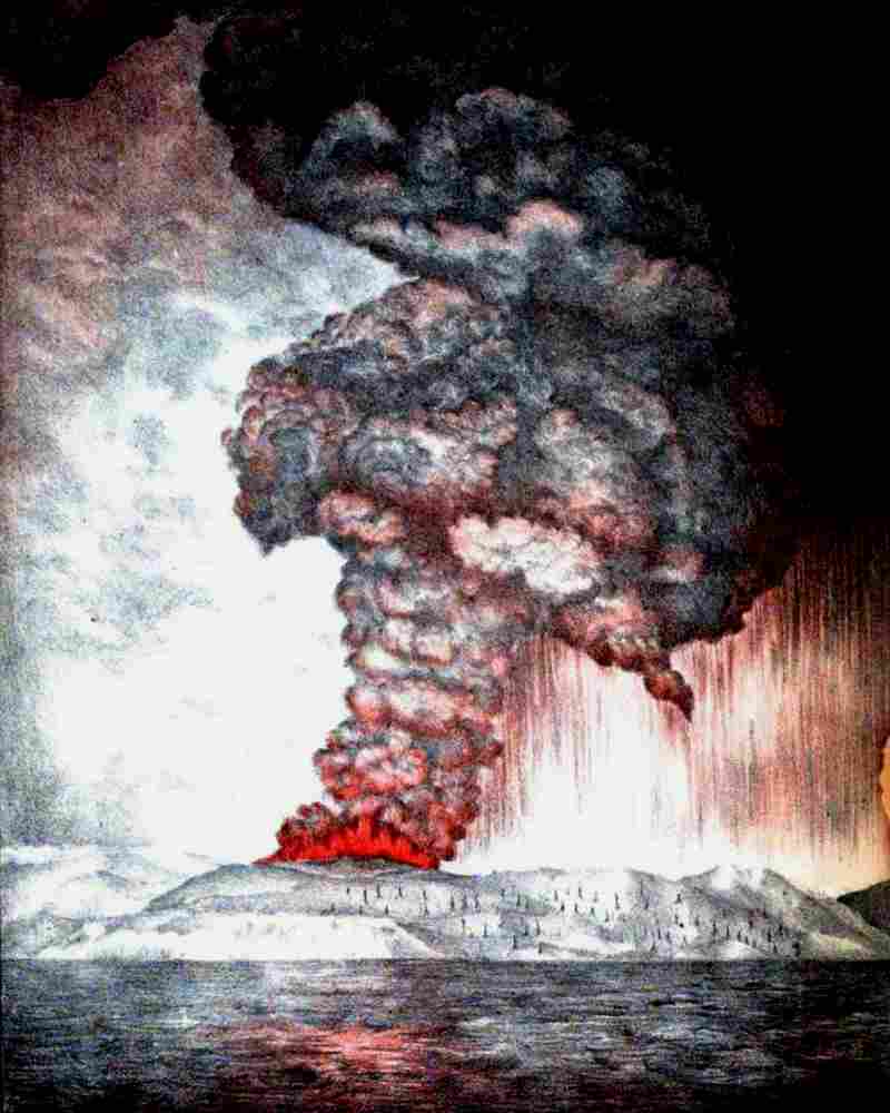 Krakatoa coloured ChromoLithograph from a Photo 27 May 1883