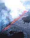 Thumbnail photo of a volcanic fissure of Pu'u'O'o. Credit G.E. Ulrich on July 18, 1986, U.S. Geological Survey.