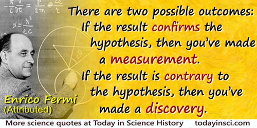 Enrico Fermi quote: There are two possible outcomes: If the result confirms the hypothesis, then you’ve made a measurement. If t