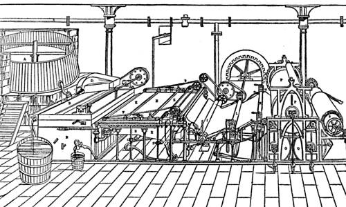 Paper machine diagram, c. 1830.