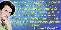 Rosalind Franklin quote The results suggest a helical structure
