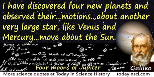 Galileo Galilei quote: But what exceeds all wonders, I have discovered four new planets and observed their proper and particular