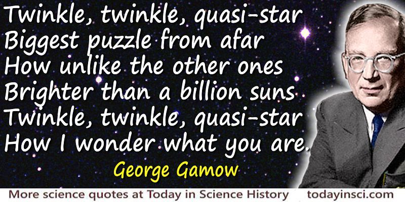 George Gamow quote Twinkle, twinkle, quasi-star - Large image 800 x 400 px