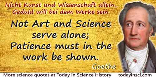 Johann Wolfgang von Goethe quote: Not Art and Science serve alone; Patience must in the work be shown.