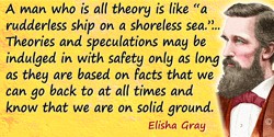 Elisha Gray quote: A man who is all theory is like “a rudderless ship on a shoreless sea.” … Theories and speculations may be in