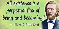 Ernst Haeckel quote: Nothing is constant but change! All existence is a perpetual flux of “being and becoming!” That is the broa
