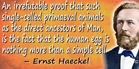 Ernst Haeckel quote: The ancestors of the higher animals must be regarded as one-celled beings, similar to the Amœbæ which at th