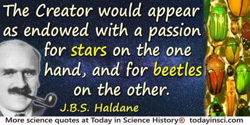 J.B.S. Haldane quote: The Creator would appear as endowed with a passion for stars, on the one hand, and for beetles on the othe