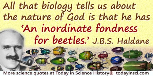 J.B.S. Haldane quote: All that biology tells us about the nature of God is that he has “An inordinate fondness for beetles.”