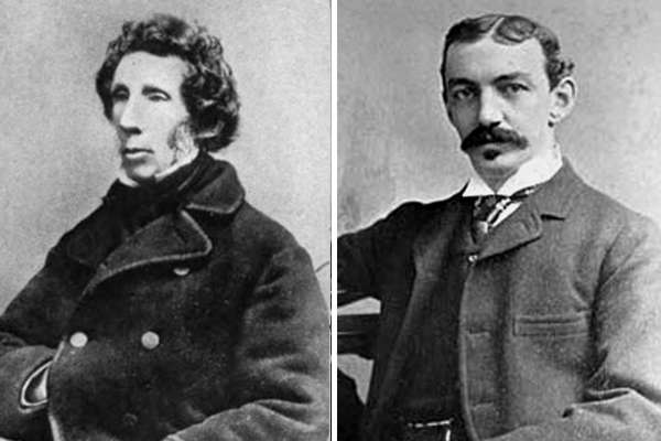 Photos of (left) Friedrich Wöhler, upper body, seated facing left and (right) Hamilton Y. Castner, upper body facing forward.