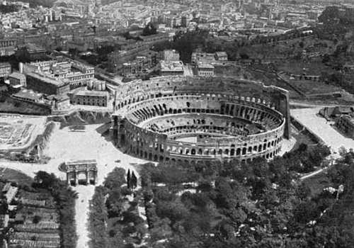 Aerial photo taken above the Colosseum