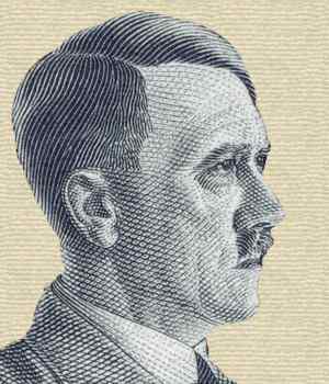 Adolf Hitler. Detail from 80 pfennig German stamp issued 1 Aug 1941.